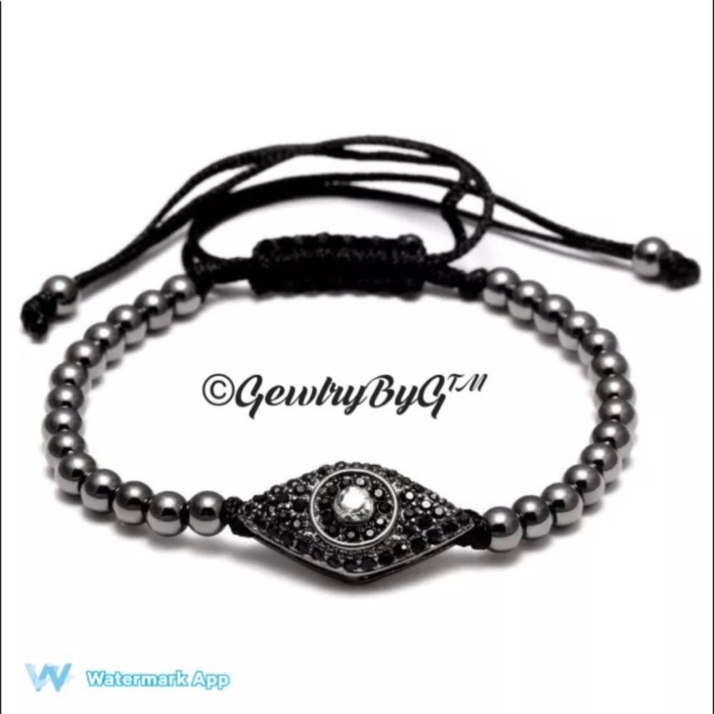 👁Handmade EVIL EYE Black Crystal Bracelet!